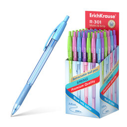 Цена за 50 шт. Ручка шариковая автоматическая ErichKrause R-301 Matic&Grip Spring 0.7, цвет чернил синий (в коробке по 50 шт.)