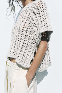 CHUNKY KNIT TOP WITH SIDE STRAPS - Zara фото 2