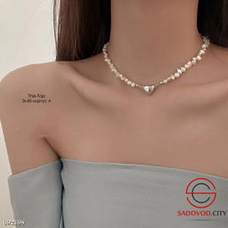 Ожерелье из неровных жемчужин с магнитным сердечком