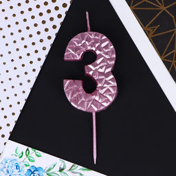 Свеча в торт 3, розовая