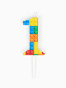 Цена за 3 шт. Свеча для торта «Лего» цифра 1