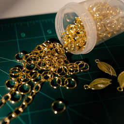 Цена за 2 шт. Кольцо соединительное двойное 0.8 см (набор 50 г,  310 шт.) СМ-1028, цвет золото