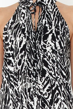 Siyah Sal/Etnik Desenli Duz Kesim Halter Yaka Viskon Maxi Dokuma Elbise TWOSS24EL00761 - Trendyolmilla фото 4