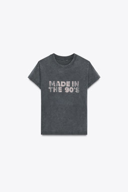 WASHED-EFFECT RHINESTONE T-SHIRT - Zara фото 16