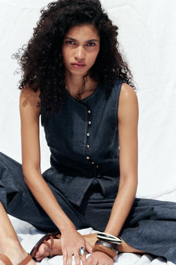 DOUBLE-BREASTED LINEN WAISTCOAT - Zara фото 9