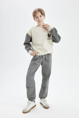 Erkek Cocuk Bagc?kl? Beli ve Pacas? Lastikli Cepli Jogger Gabardin Pantolon