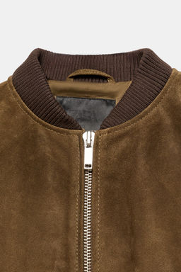100% SUEDE LEATHER BOMBER JACKET ZW COLLECTION LIMITED EDITION - Zara фото 18