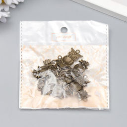 Цена за 12 шт. Металлический элемент, декоративная подвеска «Арт Узор. Сова на ветке», под латунь, 2.2×1.7 см