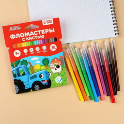 Фломастеры с кистью Синий трактор, 12 цветов  фото 17