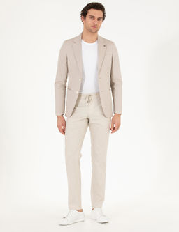 Bej Slim Fit Ceket