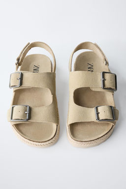 LEATHER SANDALS WITH JUTE BUCKLES - Zara фото 4