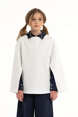 Молочный школьный лонгслив Mooriposh, модель 1605 фото 6