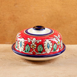 Маслёнка узбекская Риштанская Керамика «Узоры», 13×8.5 см, красная