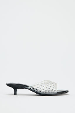 RUBBERISED-EFFECT KITTEN HEEL MULES - Zara фото 4