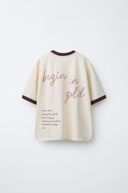 CAMISETA RIB CONTRASTE BORDADO / Crudo - Zara фото 2