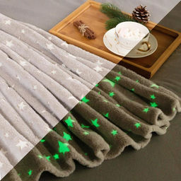 Плед светящийся в темноте Этель Звезды цв.серый 180*200 см,100% п/э, корал-флис, 220 гр/м2