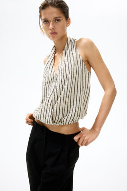 Top efecto arrugado con escote en V - H&m фото 4