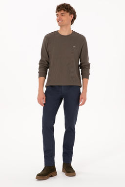 Erkek Bisiklet Yaka Regular Fit Petek Dokulu Vizon Sweatshirt - U.s. polo assn фото 4