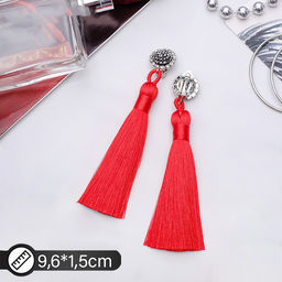 Клипсы для ушей QF «Кисти», цвет ярко-красный, L кисти 7 см