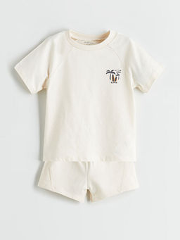 Bask?l? Erkek Bebek Ti??rt ve ?ort 2li