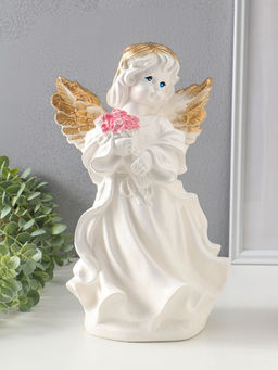 Фигура "Ангел в платье" большой" перламутр 36х19х18 см