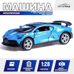 Машинка металлическая Купе, 1:28, световые и звуковые эффекты, открываются двери, цвет синий