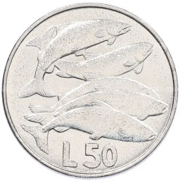 Монета 50 лир 1975 года Сан-Марино