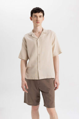 Relax Fit Polo Yaka Pamuklu K?sa Kollu Gomlek - Defacto фото 2