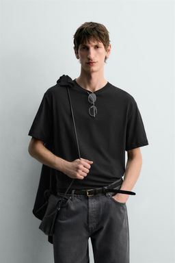 CAMISETA RELAXED FIT ALGOD?N - LINO / Negro - Zara фото 2