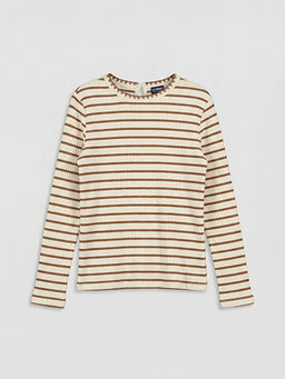 Bisiklet Yaka ?izgili K?z ?ocuk Ti??rt