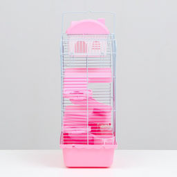 Клетка для мелких грызунов Пижон, с наполнением, 23 х 17 х 45 см, розовая  фото 3