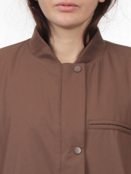 H24-608 BROWN Куртка бомбер демисезонная женская (100 гр. синтепон) - Fashion фото 4