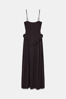 VESTIDO PEPLUM VOLUMEN / Marr?n oscuro - Zara фото 8