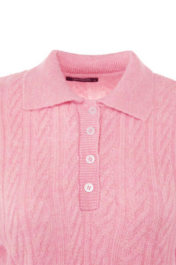 Pembe Genis Kal?p Yumusak Dokulu Triko Kazak TWOAW21KZ2635