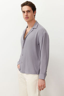 TRENDYOL MAN Beyaz Oversize Fit Apas Yaka Yazl?k Keten Gorunumlu Gomlek TMNSS23GO00053 - Trendyolmilla фото 70