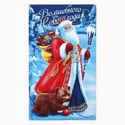 Набор новогодних полотенец Доляна Волшебного Нового года 35х60см-3штуки,100% хлопок, вафельное полотно  фото 6