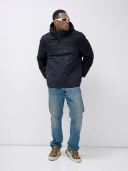 Куртка спортивная мужская зимняя большого размера темно-синего цвета 66613TS