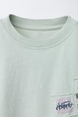 CAMISETA EFECTO LAVADO PARCHES / Verde agua - Zara фото 3