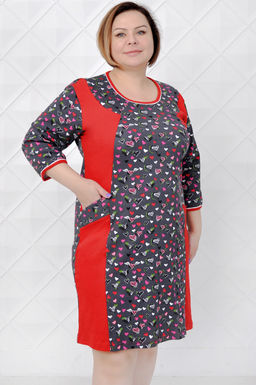 Арт. 9157 Туника с длинным рукавом 54-60 (4 шт) Цвет:серый, красный - Калинка фото 2