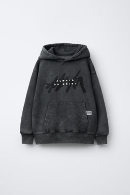 WASHED EFFECT GRAFFITI HOODIE