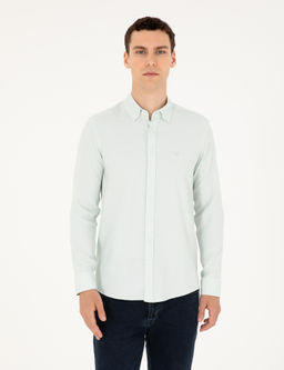 Рубашка Slim Fit зеленая с длинным рукавом