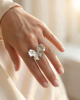 Кольцо с белым серебрением