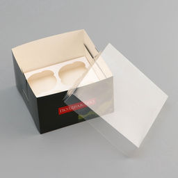 Цена за 5 шт. Коробка для 4 капкейка с прозрачной крышкой, Камуфляж, 16?16?10 см