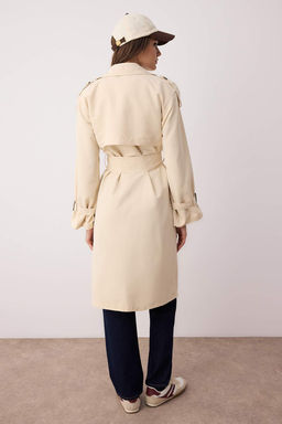 Trendyolmilla Haki Kemerli Ruzgarl?k Detayl? Su Itici Uzun Trenckot TWOSS21TR0005  фото 22