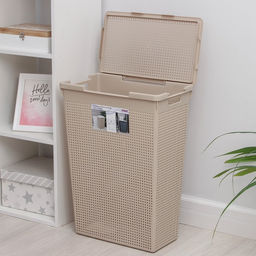 Корзина бельевая с крышкой «Лофт», 50 л, латте