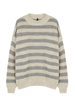 Ekru Genis Kal?p Cizgili Triko Kazak TWOAW23KZ00516 - Trendyolmilla фото 14