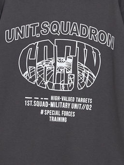 Bisiklet Yaka Bask?l? Uzun Kollu Erkek ?ocuk Ti??rt