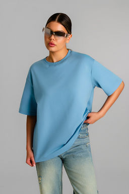 Арт. 3-302/1 Футболка женская оверсайз 44-50 (4 шт) Цвет:джинс - Калинка фото 2