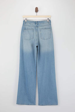 Trendyolmilla Wardrope Essentials Mavi DOKUMLU Yuksek Bel %100 Pamuk Wide Leg Jeans TWOSS26JE00123  фото 2