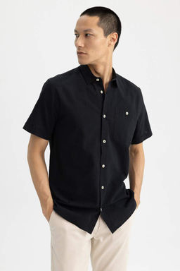 Рубашка из 100 % хлопка с короткими рукавами и воротником-поло обычного кроя - Defacto фото 7